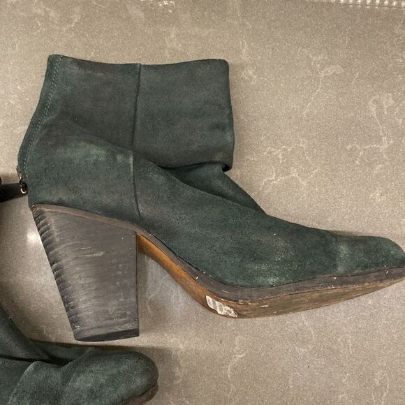 💛 Rag and Bone Green Leather Booties Size 38 - Picture 3 of 5